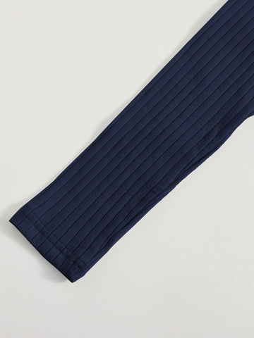 Lace Trim Bow Front Rib-knit Tee Lace Trim Bow Front Rib-knit Tee