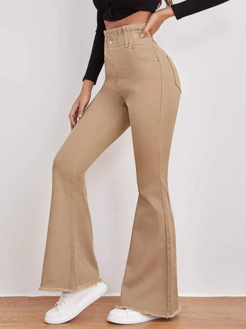 High Waisted Zip Fly Flare Leg Jeans High Waisted Zip Fly Flare Leg Jeans