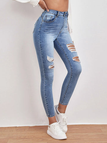 High Waisted Ripped Skinny Jeans High Waisted Ripped Skinny Jeans