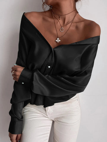Button Up Solid Tunic Blouse Button Up Solid Tunic Blouse