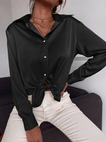 Button Up Solid Tunic Blouse Button Up Solid Tunic Blouse