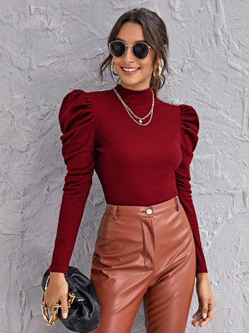 Mock-neck Gigot Sleeve Top Mock-neck Gigot Sleeve Top