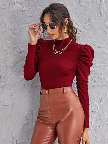Mock-neck Gigot Sleeve Top Mock-neck Gigot Sleeve Top