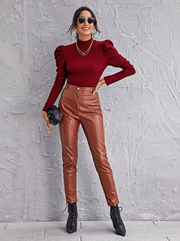 Mock-neck Gigot Sleeve Top Mock-neck Gigot Sleeve Top