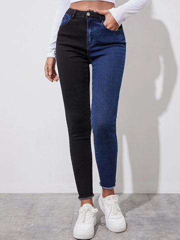 Colorblock Skinny Spliced Jeans Colorblock Skinny Spliced Jeans
