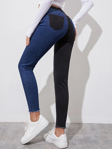 Colorblock Skinny Spliced Jeans Colorblock Skinny Spliced Jeans