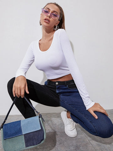 Colorblock Skinny Spliced Jeans Colorblock Skinny Spliced Jeans