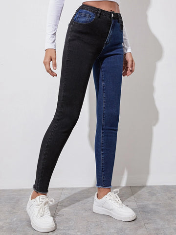 Colorblock Skinny Spliced Jeans Colorblock Skinny Spliced Jeans