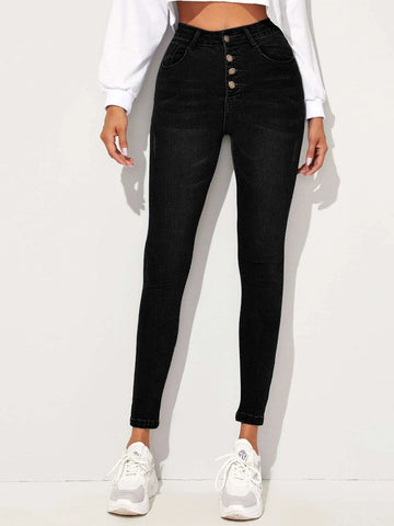 High Waist High Stretch Cat Whiskers Skinny Jeans High Waist High Stretch Cat Whiskers Skinny Jeans