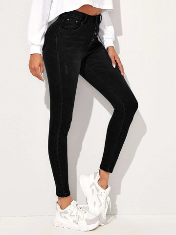 High Waist High Stretch Cat Whiskers Skinny Jeans High Waist High Stretch Cat Whiskers Skinny Jeans