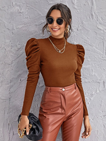 Mock-neck Gigot Sleeve Top Mock-neck Gigot Sleeve Top