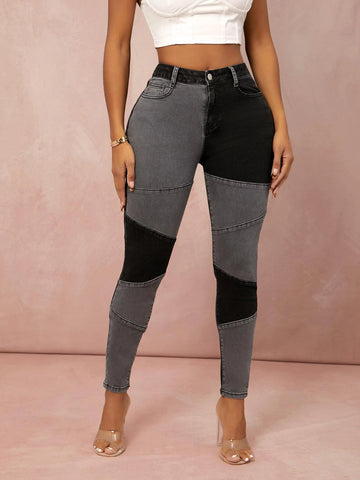 SXY Zipper Fly Patchwork Skinny Jeans SXY Zipper Fly Patchwork Skinny Jeans