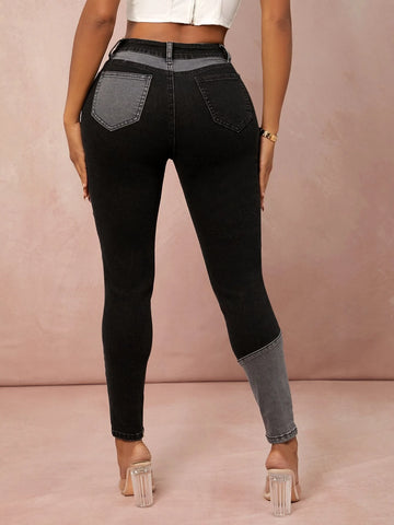 SXY Zipper Fly Patchwork Skinny Jeans SXY Zipper Fly Patchwork Skinny Jeans