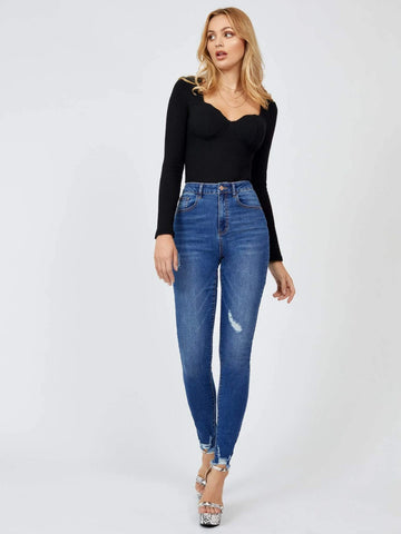 High Waisted Ripped Raw Hem Skinny Jeans High Waisted Ripped Raw Hem Skinny Jeans