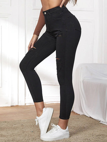 High Stretch Ripped Crop Skinny Jeans High Stretch Ripped Crop Skinny Jeans