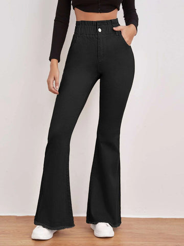 High Waisted Zip Fly Flare Leg Jeans High Waisted Zip Fly Flare Leg Jeans