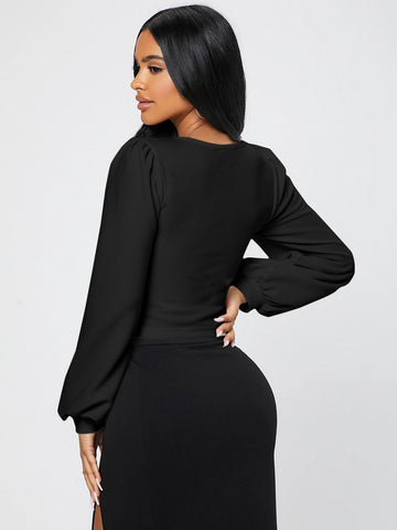 Square Neck Lantern Sleeve Tee Square Neck Lantern Sleeve Tee