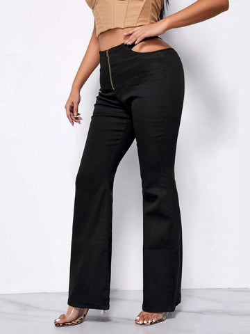 Cut Out Waist Flare Leg Jeans Cut Out Waist Flare Leg Jeans