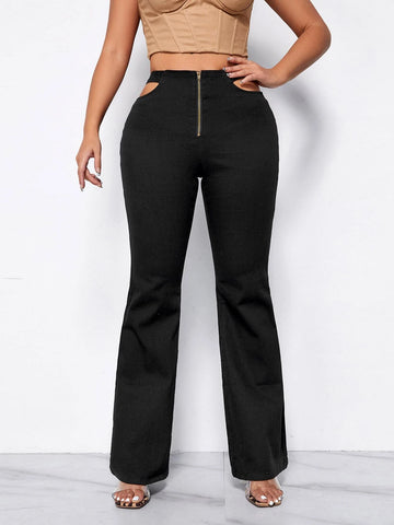 Cut Out Waist Flare Leg Jeans Cut Out Waist Flare Leg Jeans