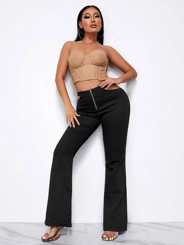 Cut Out Waist Flare Leg Jeans Cut Out Waist Flare Leg Jeans