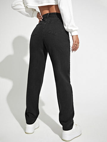 High Waist Straight Leg Jeans High Waist Straight Leg Jeans