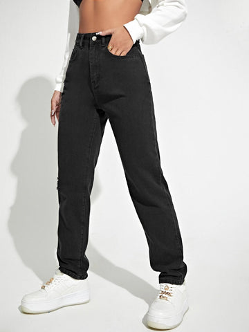 High Waist Straight Leg Jeans High Waist Straight Leg Jeans