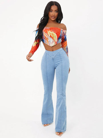 SXY Solid Flare Leg Jeans SXY Solid Flare Leg Jeans