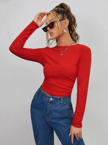 evolu Ruched Rib Knit Crop Tee evolu Ruched Rib Knit Crop Tee