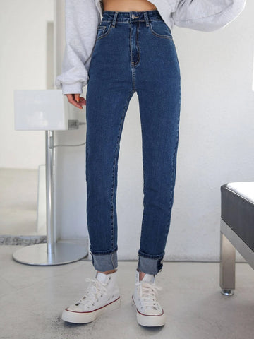 DAZY High Waist Solid Skinny Jeans DAZY High Waist Solid Skinny Jeans