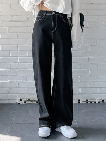DAZY High Waist Topstitching Wide Leg Jeans DAZY High Waist Topstitching Wide Leg Jeans