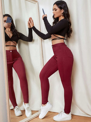 High Waist Raw Hem Skinny Jeans High Waist Raw Hem Skinny Jeans