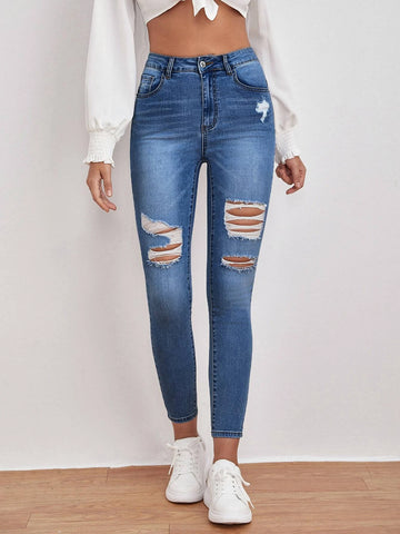 High Waisted Ripped Skinny Jeans High Waisted Ripped Skinny Jeans