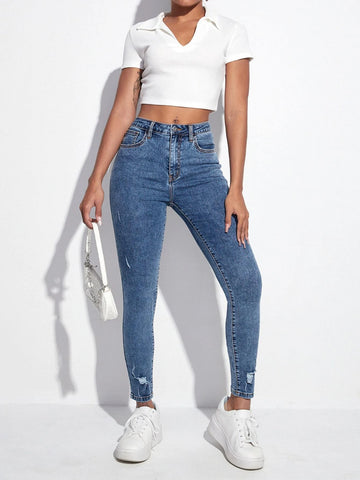 Ripped Skinny Cropped Jeans Ripped Skinny Cropped Jeans