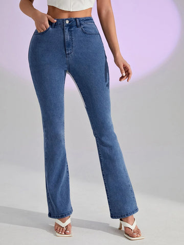 Colorblock Panel Flared Leg Jeans Colorblock Panel Flared Leg Jeans