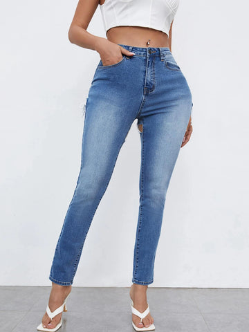 Lace Up Cutout Back Skinny Jeans Lace Up Cutout Back Skinny Jeans