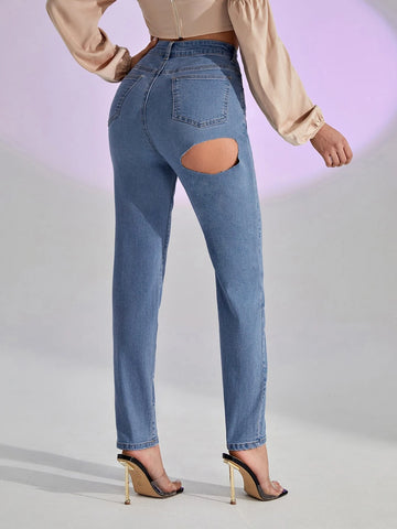 High Waist Cut Out Jeans High Waist Cut Out Jeans