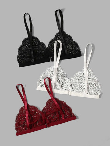 3pack Scallop Floral Lace Bra Set 3pack Scallop Floral Lace Bra Set