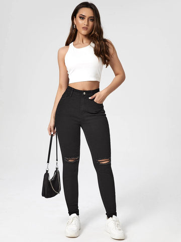 High Waist Ripped Skinny Jeans High Waist Ripped Skinny Jeans