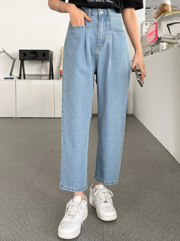 DAZY Double Button Pocket Front Washed Mom Fit Jeans DAZY Double Button Pocket Front Washed Mom Fit Jeans