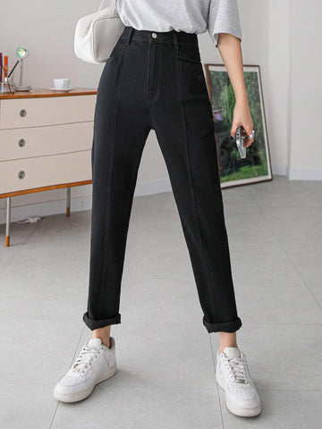 DAZY High Waist Solid Tapered Jeans DAZY High Waist Solid Tapered Jeans