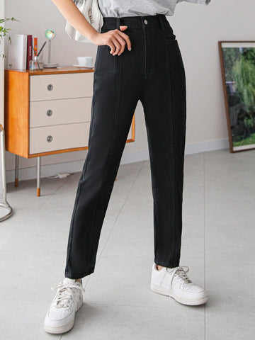 DAZY High Waist Solid Tapered Jeans DAZY High Waist Solid Tapered Jeans