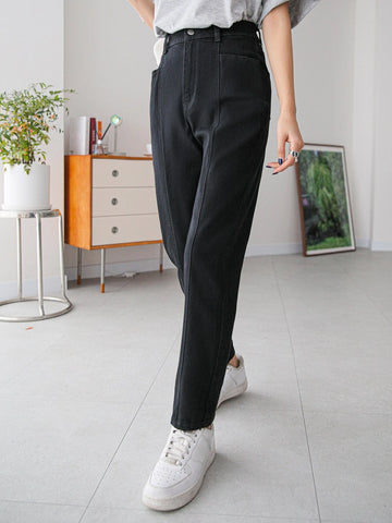 DAZY High Waist Solid Tapered Jeans DAZY High Waist Solid Tapered Jeans