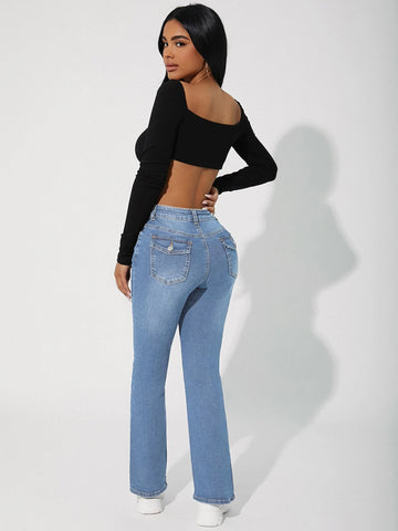 PETITE High Waist Flare Leg Jeans PETITE High Waist Flare Leg Jeans