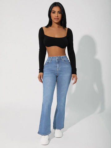 PETITE High Waist Flare Leg Jeans PETITE High Waist Flare Leg Jeans