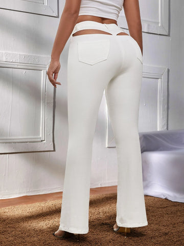 Cut Out Back Bootcut Leg Jeans Cut Out Back Bootcut Leg Jeans