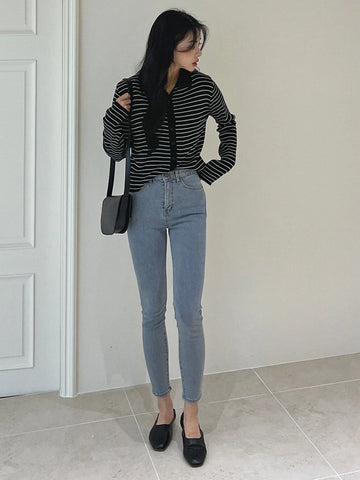 DAZY Solid High Waist Skinny Jeans DAZY Solid High Waist Skinny Jeans