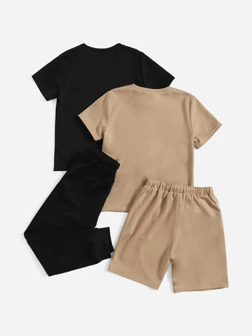 Boys Letter Graphic 2 Top & 1 Shorts & 1 Sweatpants Boys Letter Graphic 2 Top & 1 Shorts & 1 Sweatpants