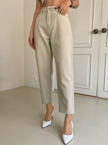 DAZY High Waisted Slant Pockets Cropped Tapered Jeans DAZY High Waisted Slant Pockets Cropped Tapered Jeans