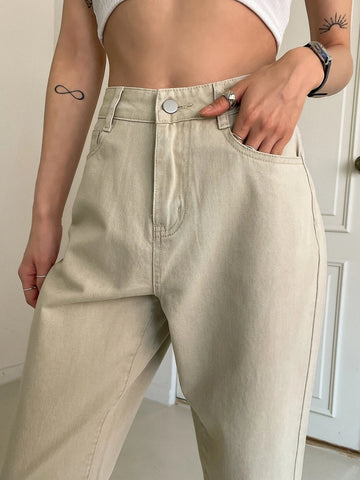 DAZY High Waisted Slant Pockets Cropped Tapered Jeans DAZY High Waisted Slant Pockets Cropped Tapered Jeans