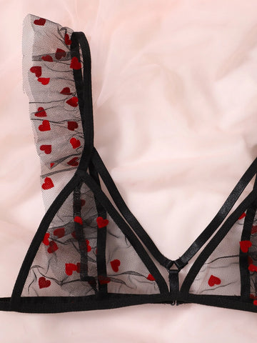 Heart Pattern Mesh Lingerie Set Heart Pattern Mesh Lingerie Set